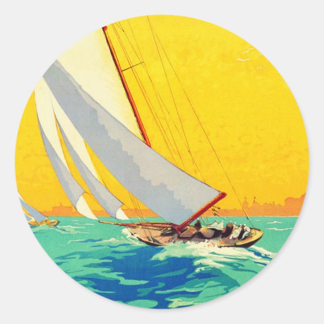 Vintage Sail Boats French Travel Classic Round Sticker (Front)