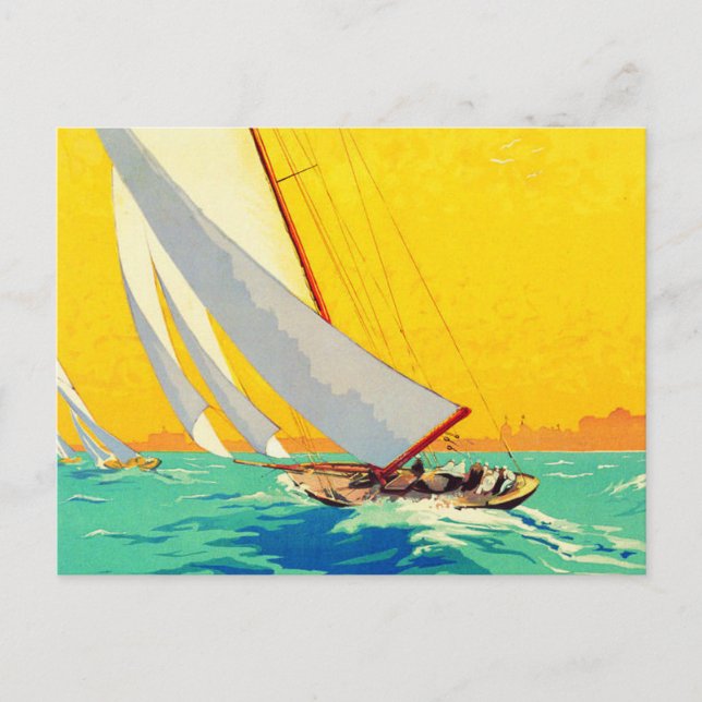Vintage Sail Boats French Travel Postcard (Front)