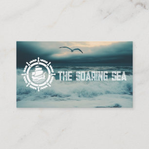 Vintage Sail Ship Nautical Wheel Coastal Waves Business Card