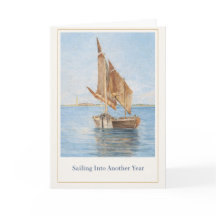 Vintage Sailboat Birthday Card | Nautical Coastal 