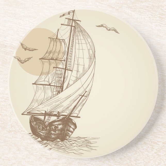 Vintage sailboat coaster (Front)