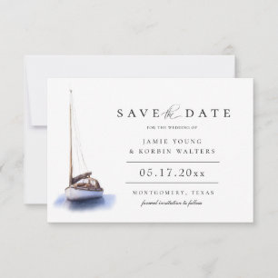 Vintage Sailboat Nautical Theme Save The Date Announcement