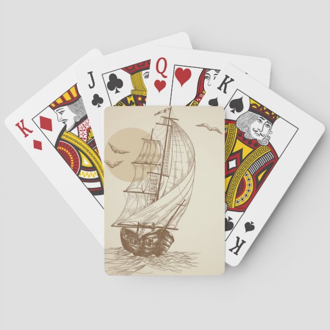 Vintage sailboat playing cards (Back)