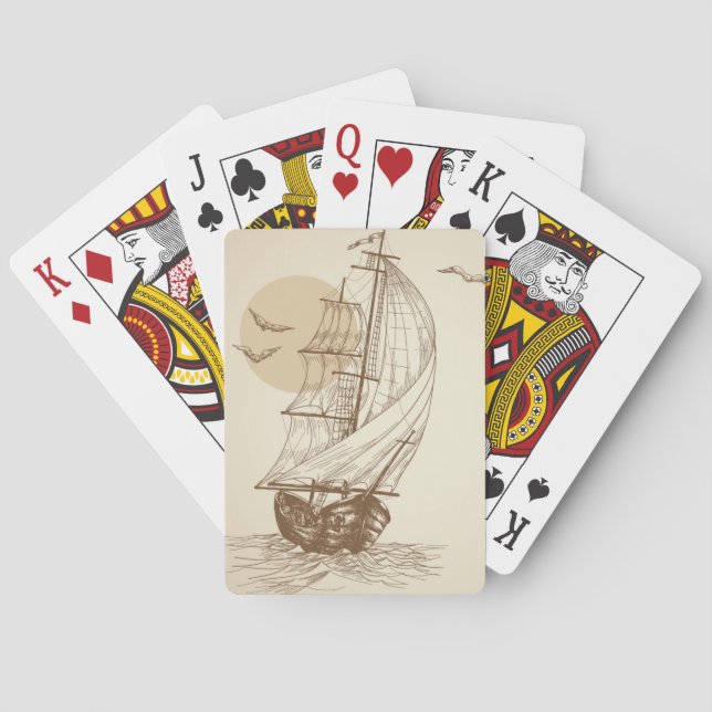 Vintage sailboat playing cards (Back)