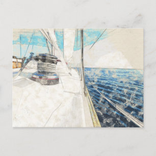 Vintage Sailboat Postcard – Nautical Ocean Travel 