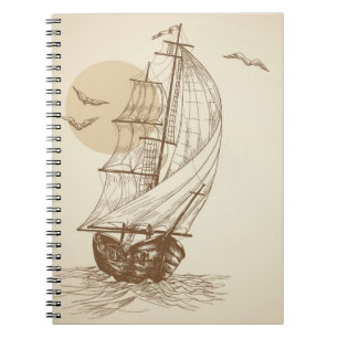 Vintage sailboat spiral notebook
