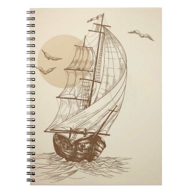 Vintage sailboat spiral notebook (Front)
