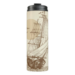 Vintage sailboat thermal tumbler