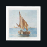Vintage Sailboat Watercolor Coastal Water View Napkin<br><div class="desc">Bring quiet coastal elegance to your table with this vintage-style sailboat watercolor napkin design. Inspired by classic maritime paintings, this artwork captures a traditional wooden sailing boat resting on calm blue water — perfect for seaside gatherings, yacht club events, summer lunches, or refined dinner parties. Painted over 100 years ago...</div>