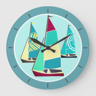 Vintage Sailboats Large Clock