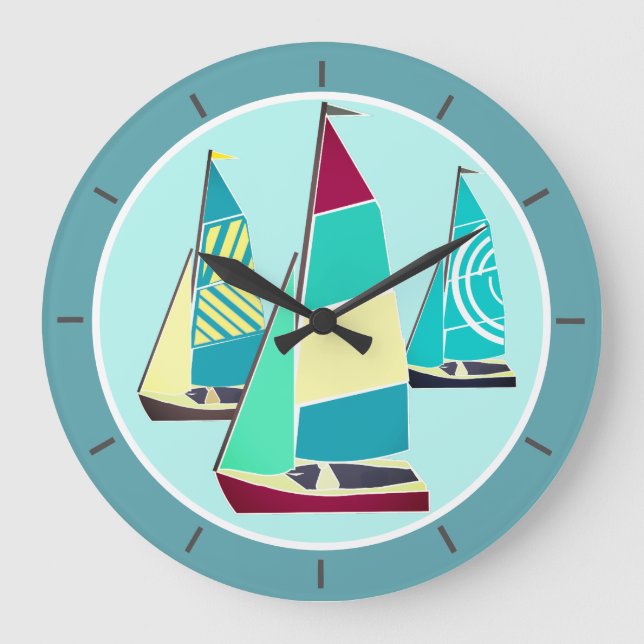 Vintage Sailboats Large Clock (Front)