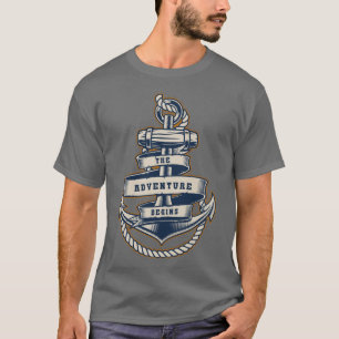 Vintage Sailing Anchor Rope The Adventure Begins T-Shirt