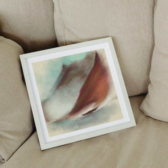 Vintage Sailing Boat Mountains Landscape Painting Canvas Print (Creator Uploaded)