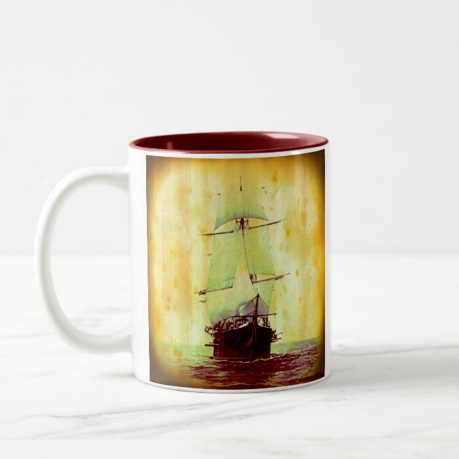 Vintage Sailing Ship Ceramic mug (Left)