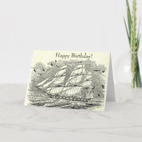 Vintage Sailing Ship Engraving Birthday