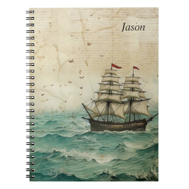 Vintage Sailing Ship Notebook (Front)