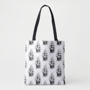  Vintage Sailing Ship Pattern Design  Tote Bag