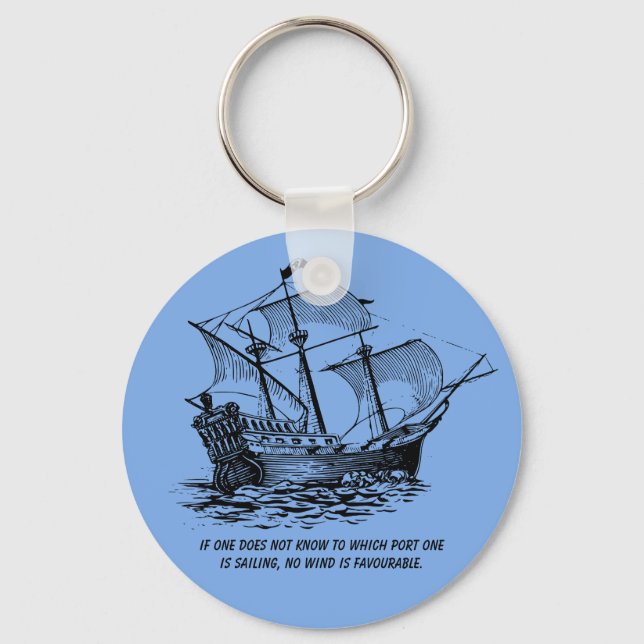 VINTAGE SAILING SHIP QUOTE KEY RING (Front)