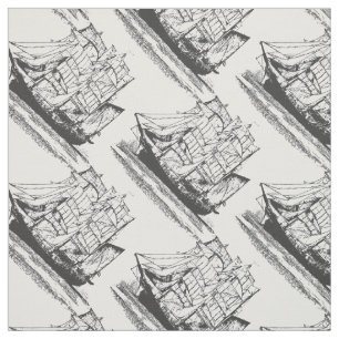 Vintage Sailing Ship  Sailboat Windjammer Fabric