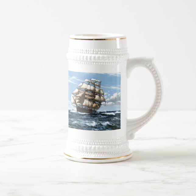 Vintage sailing ships beer stein (Right)