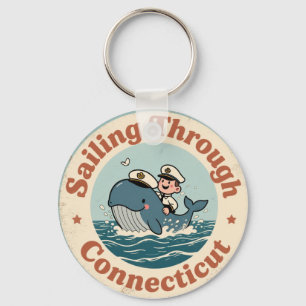 Vintage Sailing Through Connecticut Whale Key Ring