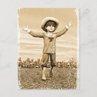 Vintage Sailor Boy Nostalgic Sepia Art Postcard