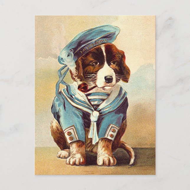 Vintage Sailor Dog Postcard (Front)