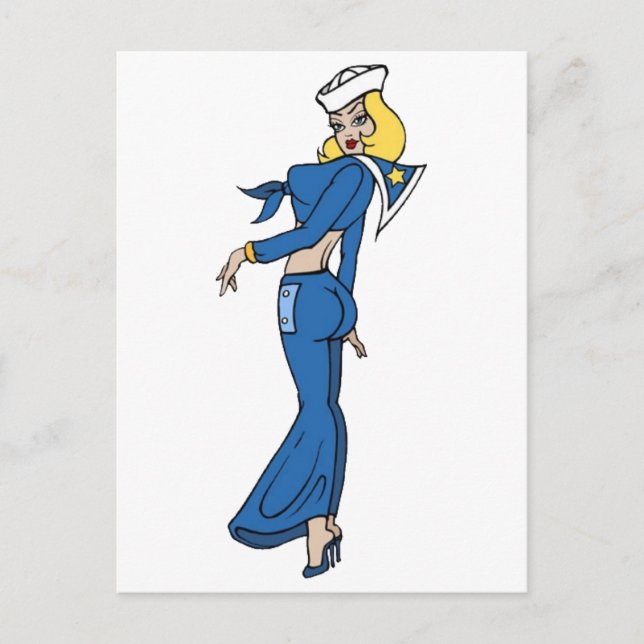 Vintage Sailor Girl Tattoo Art Postcard (Front)