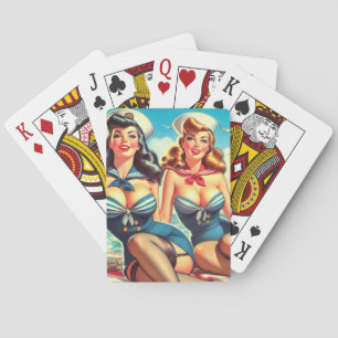 Vintage Sailor Pin Ups Playing Cards