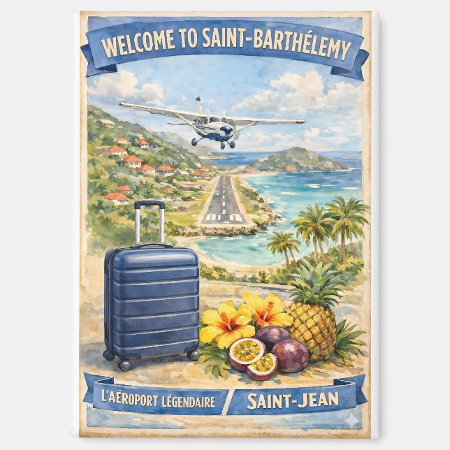 Vintage Saint Barts Airport Magnet (Front)