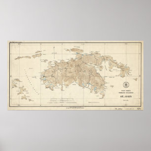 Vintage Saint John Virgin Islands Map (1922) Poster