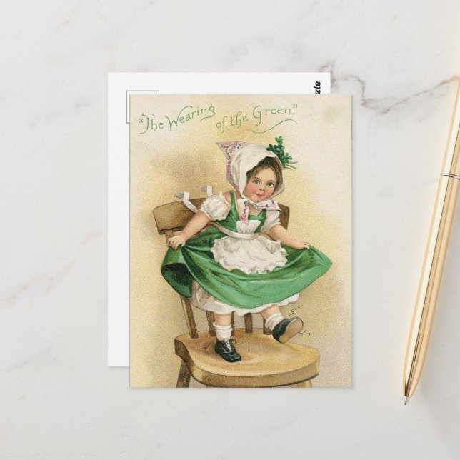 vintage Saint Patrick's Day girl  Postcard (Front/Back In Situ)