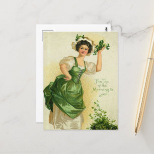 vintage Saint Patrick's Day lady Postcard