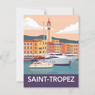 Vintage Saint-Tropez Travel - French Rivier Postcard