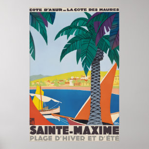 Vintage Sainte Maxime Travel Poster Print, French