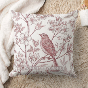 Vintage Sakura Cherry Blossom & Bird Aesthetic 1 Cushion