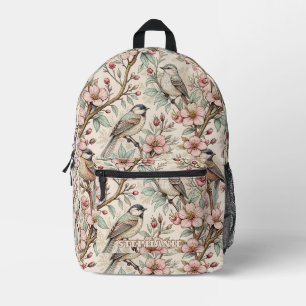 Vintage Sakura Cherry Blossom & Bird  Aesthetic 2 Printed Backpack