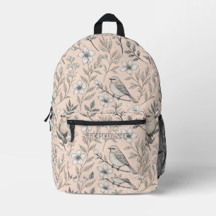 Vintage Sakura Cherry Blossom & Bird Aesthetic 3 Printed Backpack