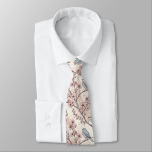 Vintage Sakura Cherry Blossom & Bird  Aesthetic 5 Tie