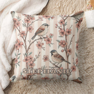 Vintage Sakura Cherry Blossom & Bird  Aesthetic 6 Cushion