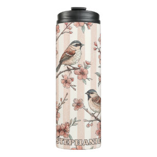 Vintage Sakura Cherry Blossom & Bird Aesthetic 6 Thermal Tumbler