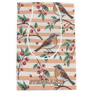 Vintage Sakura Cherry Blossom & Bird  Aesthetic 7 Medium Gift Bag