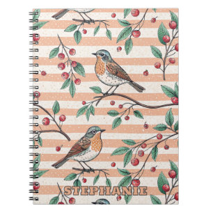 Vintage Sakura Cherry Blossom & Bird Aesthetic 7 Notebook