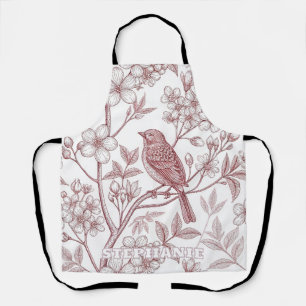 Vintage Sakura Cherry Blossom & Bird  Aesthetic Apron