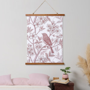 Vintage Sakura Cherry Blossom & Bird Aesthetic Hanging Tapestry
