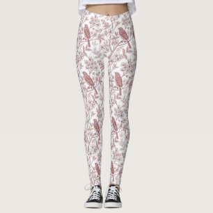 Vintage Sakura Cherry Blossom & Bird Aesthetic Leggings