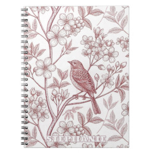 Vintage Sakura Cherry Blossom & Bird Aesthetic Notebook
