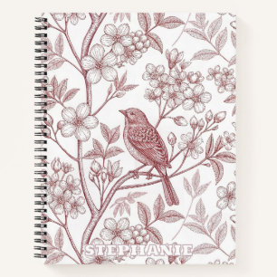Vintage Sakura Cherry Blossom & Bird Aesthetic Notebook