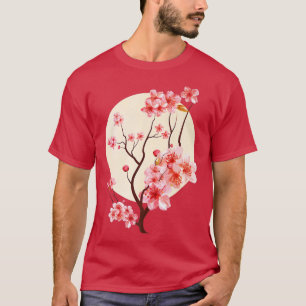 Vintage Sakura Cherry Blossom Moon Japanese Graphi T-Shirt