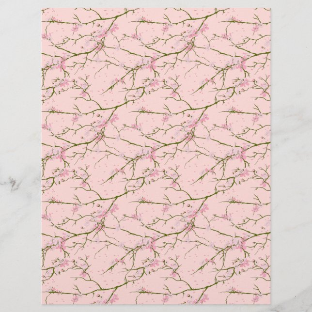 Vintage Sakura Pink Arts & Craft Scrapbook Paper (Front)